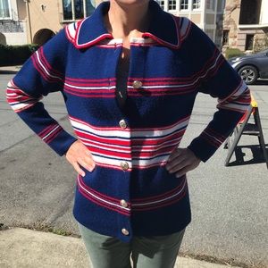 True Vintage Red White and Blue Granny Sweater Patriotic July 4th Independence